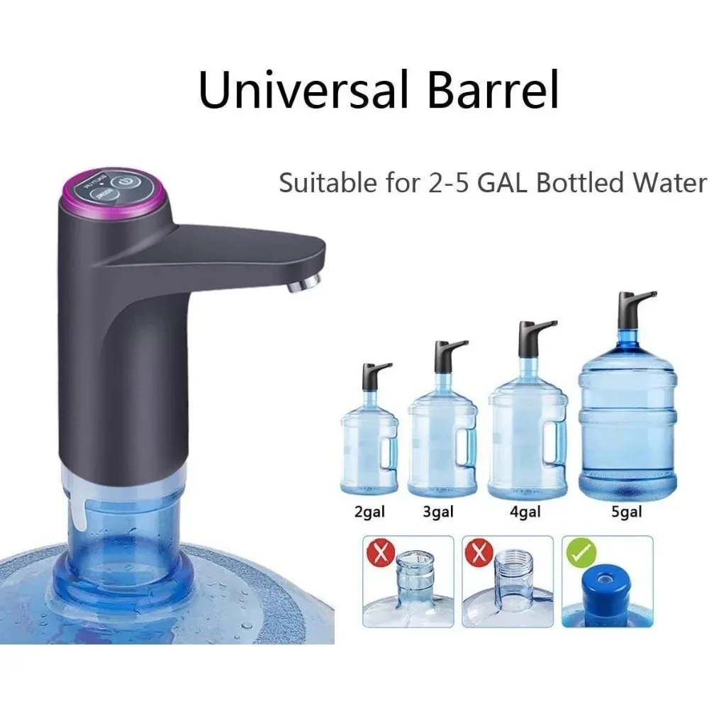 

E5 Water Dispenser Universal 3/4/5 Gallon Water Pump Outdoor Camping Portable BBQ Water Bottle Pump Reusable USB Charging Pump