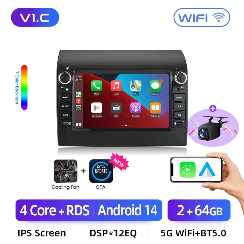 Erisin Android 14 8-core 4 GB 64 GB autoradio met GPS navigatie voor FIAT Ducato Citroen Jumper Peugeot Boxer 7 inch touchscreen geïntegreerde draadloze CarPlay Bluetooth Android Auto DSP DAB radio Erisin Android 14 8-core 4 GB 64 GB autoradio met GPS navigatie voor FIAT Ducato Citroen Jumper Peugeot Boxer 7 inch touchscreen geïntegreerde draadloze CarPlay Bluetooth Android Auto DSP DAB radio