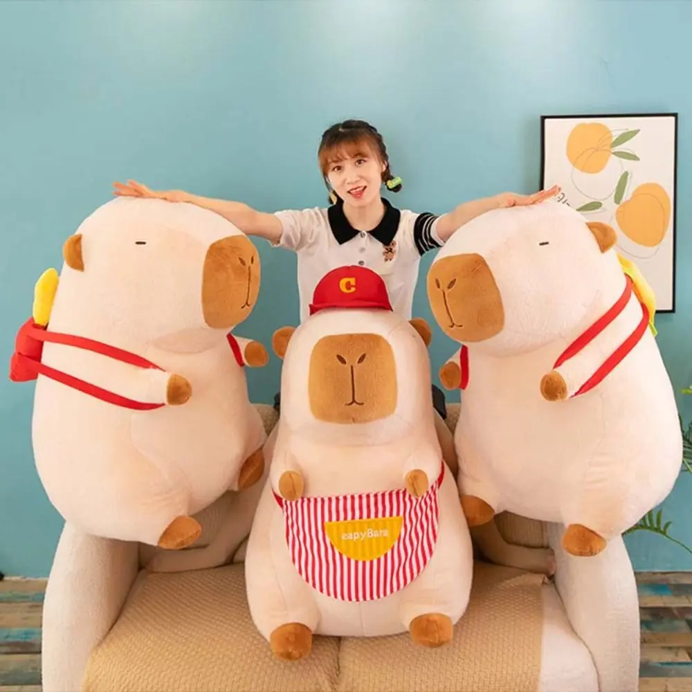 Simulation Hamburger Capybara Plush Doll Apron Cute Doll French fries Capybara Doll Soft Cloth Doll Plush Capybara Toy