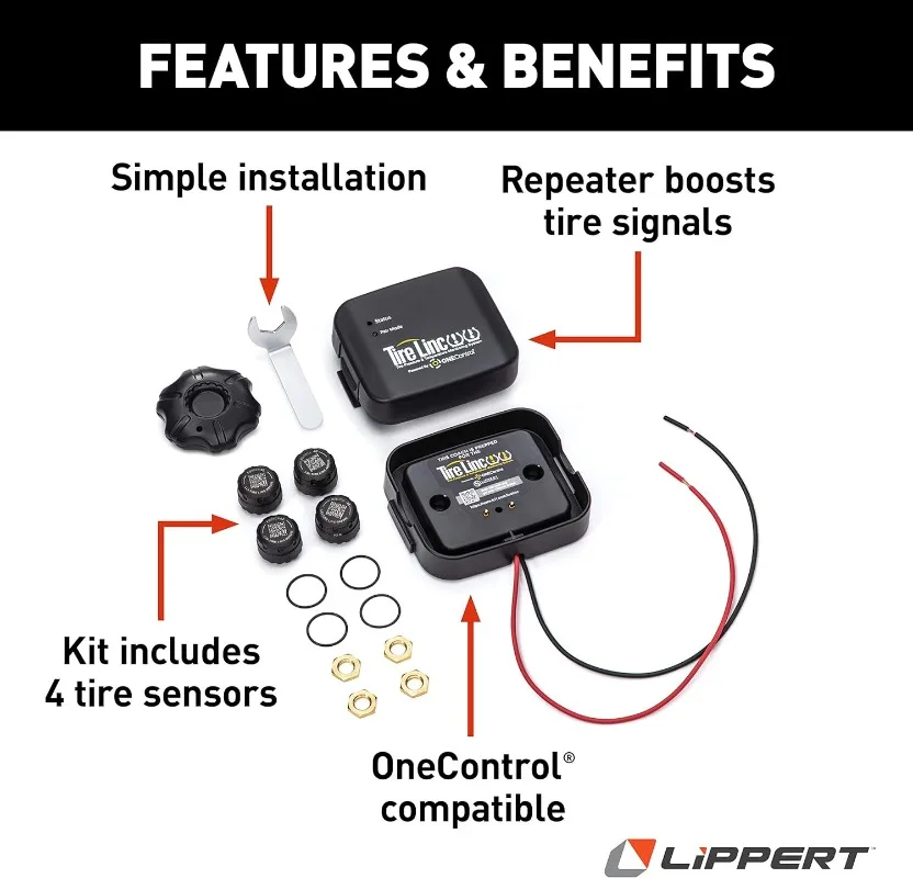 2020106863 Tire LINC Tire Pressure and Temperature Monitoring System for RVs (TPMS) with Tire Sensors and Repeater