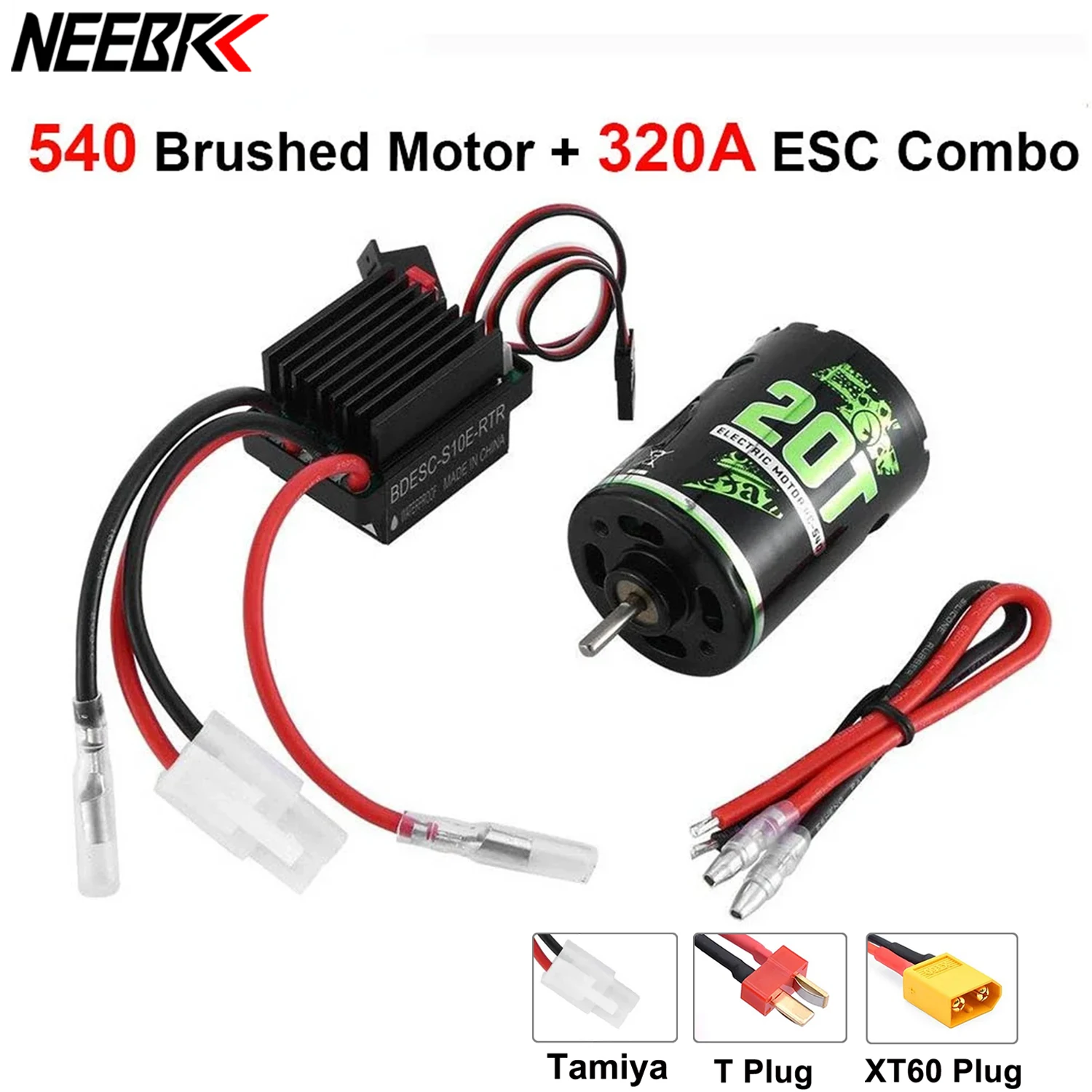 

540 Brushed Motor RC Crawler Motor 20T 27T 45T with 320A ESC 5V/2A BEC Electric Speed Controller for 1/10 RC Car TRX AXIAL HSP