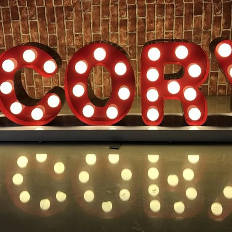 Custom luminous light bulb signage, banners, love letters, wedding bars, outdoor LED luminous freestanding signage