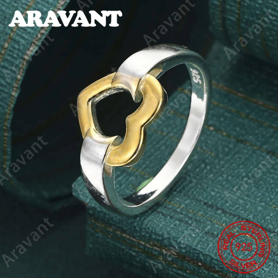 

Двухцветное кольцо в форме сердца из стерлингового серебра 925 пробы (размеры 7-10) — женский повседневный аксессуар, ювелирное украшение в подарок на Рождество