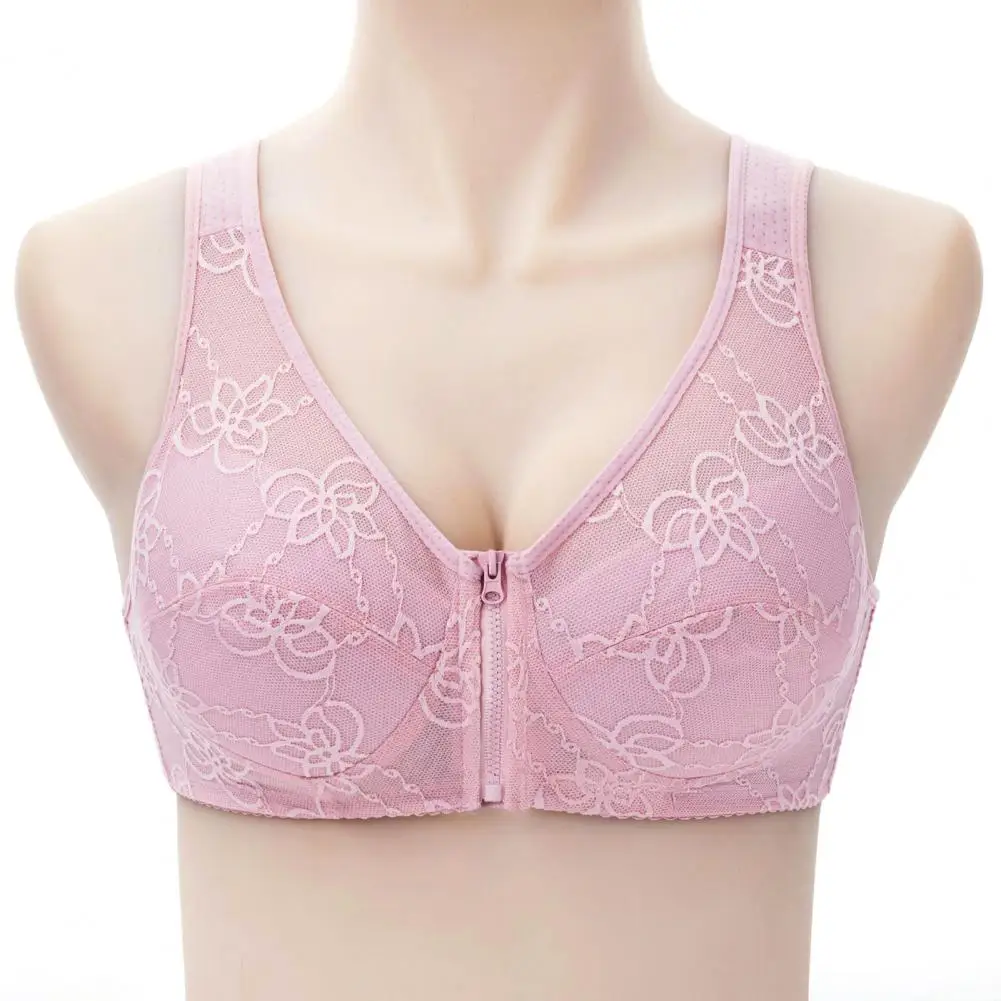 Women Cotton Bra Comfortable Lace Front Closure Bras for Women Stretch No Underwire Full Coverage Ideal for Wear Sleep Travel