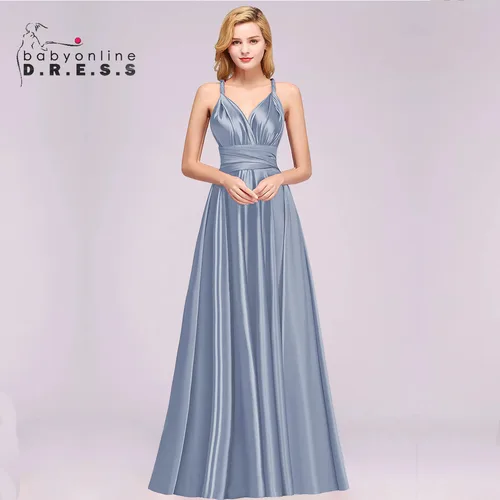 Imagen 2 del producto BABYONLINE vestido de noche suave de seda de leche con hombros descubiertos Infinity, vestido de dama de honor, envoltura multidireccional, falda cambiable, fiesta