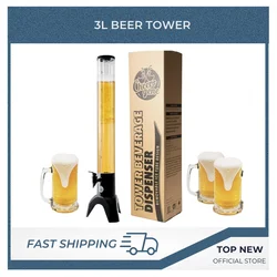 Triangular Base Beer Tower Dispenser with 3L Capacity, Sturdy 3L PC Beer Tower Dispenser with Removable Ice Tube