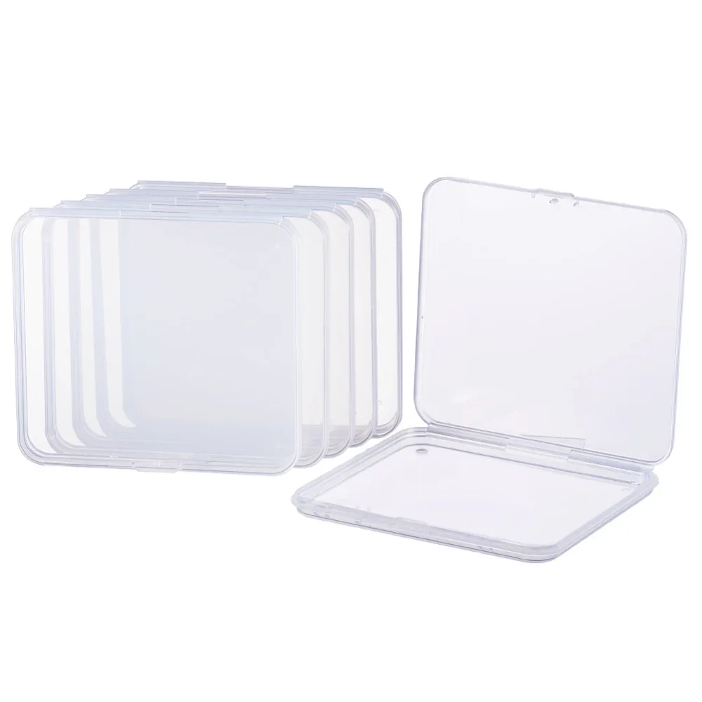 

6pcs/set Transparent Plastic Bead Containers Portable Square Jewelry Storage Box Handmade Crafts Organizer Case 12.5x11.5x1.15cm