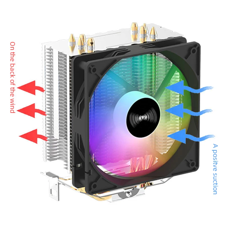 TEUCER CPU Cooler 4 Heat Pipes PC Radiator Cooling 3PIN PWM Silent Rgb Fan For Intel 1700 1150 1155 1156 1366 AM2/AM3/AM4 AMD