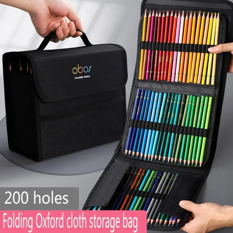 Stationery Capacity 72/120/150/200 Pencil Case Pen Large Detachable Hole Storage Bag Cloth Curtain Super Shockproof Oxford