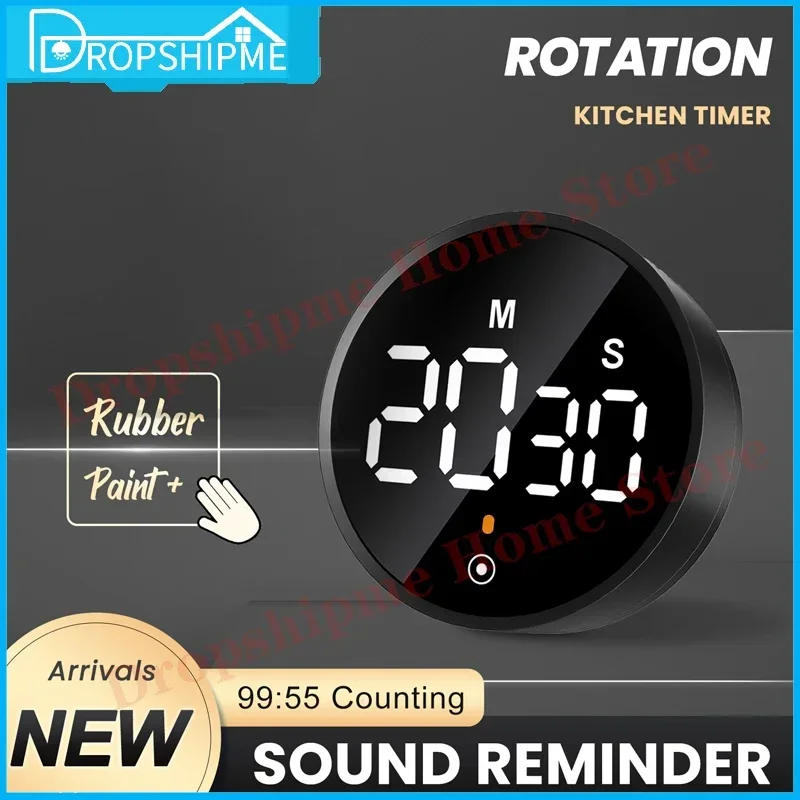 Dropshipme Magnetic Digital Kitchen Timer Kitchen Clock Timer New Rotary Timing LDE Mute Time Manager for Study Sports Cooking