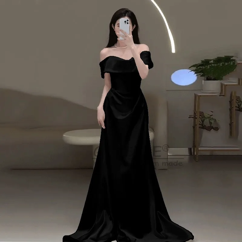 GIYSILEカスタムメイドホワイトウェディングドレス2025新作サテンライトワンショルダー、スモールファッションフィッシュテールテールイブニングドレス