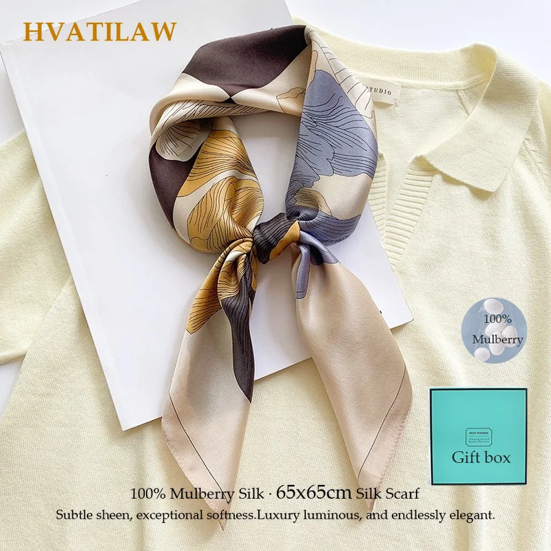 

100% Real Silk Hair Scarf Fashion Lady Kerchief Foulard Female Bandana Scarves Women Hair Band Hijab Shawl Wrap Bufanda Gift Box