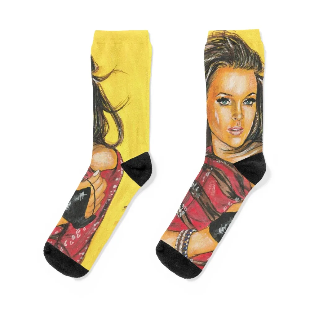 Lindsay Lohan Socks anime christmas stocking cotton Toe sports Socks Women Men's