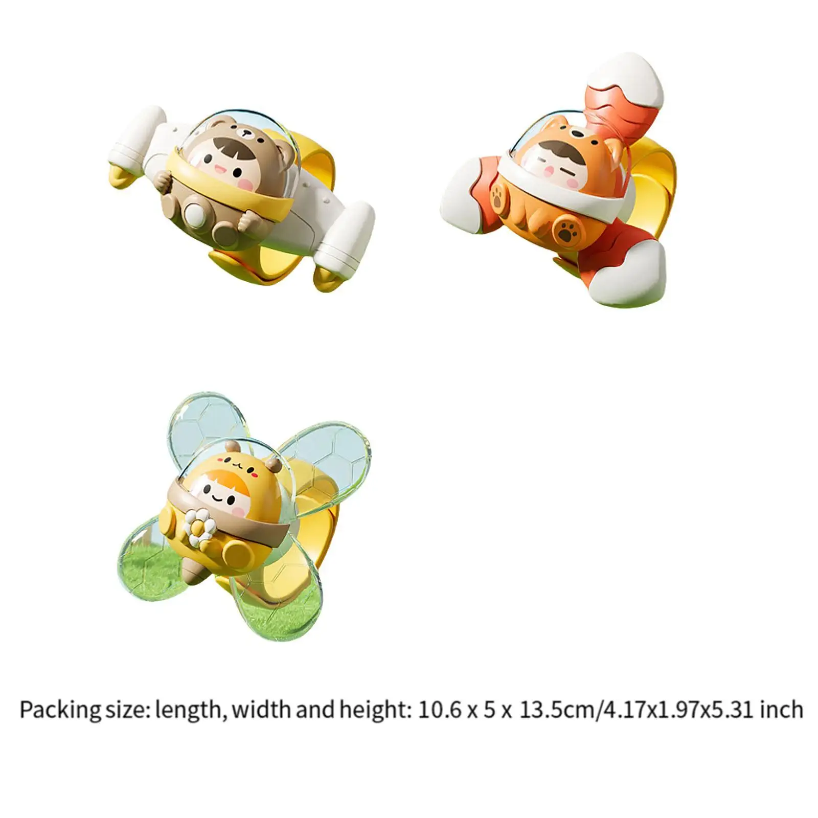 3 Pieces Suction Cup Rotating Toys Window Rotating Top Baby Toy for Bathtubs