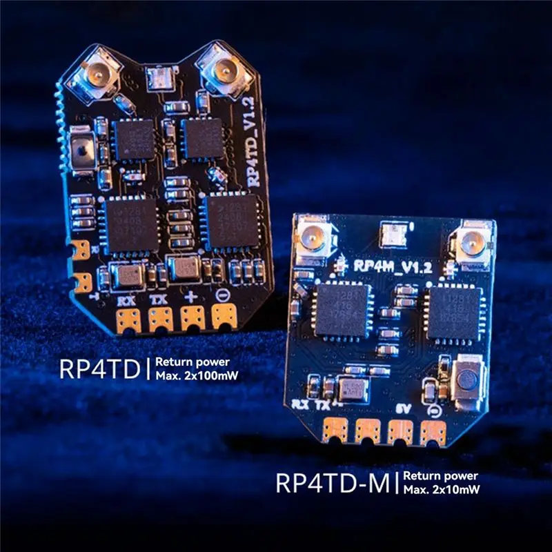 DT23 RP4TD-M ExpressLRS 2.4GHz Dual Channel Receiver FPV Dual Antenna Remote Control Navigation Receiver Black