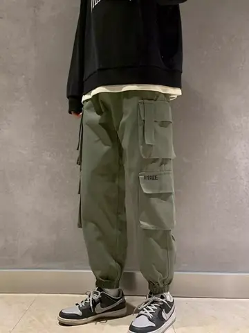 American street heavy industry washed thin pants work pants men's 2025 new multi pocket work pants functional wide leg pants