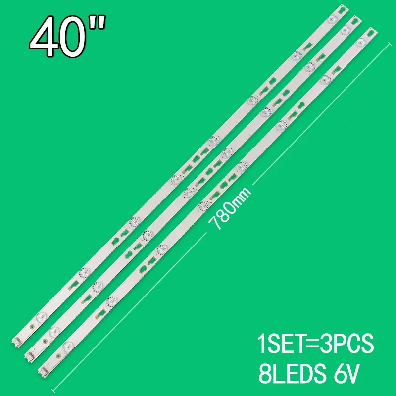 

3pcs=1set 8leds 6v 780mm for 40 inch LCD TV TOT_40F3800_3X8_3030C_V1 TCL L40F3303B L40F3301B L40F3800A 40D2730 lvf400ss0te2v2