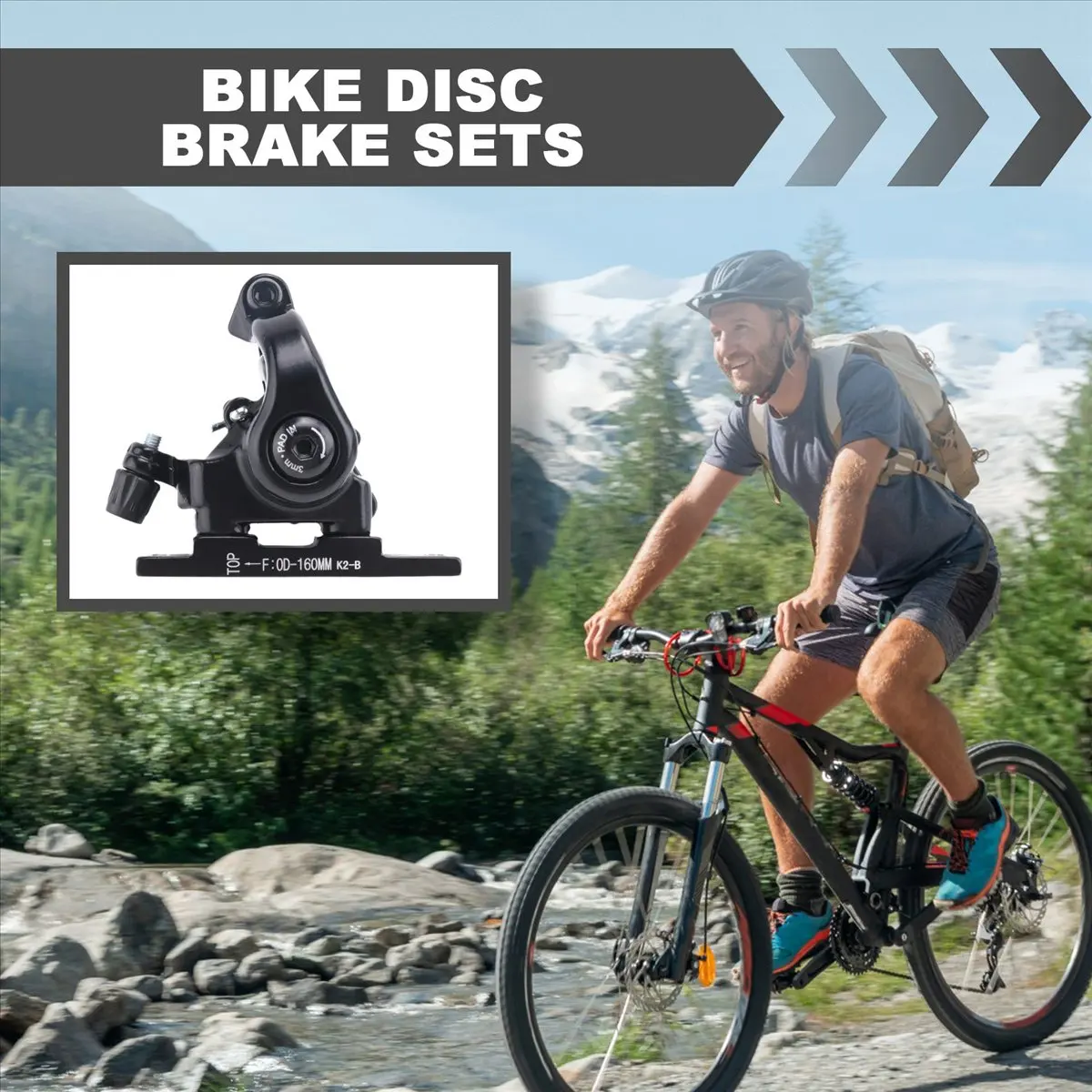 ABST  Road Bike Disc Brake Flat Mount Mechanical Dual Side Actuation Caliper 160mm Front Rear Bicycle Clamp Brake