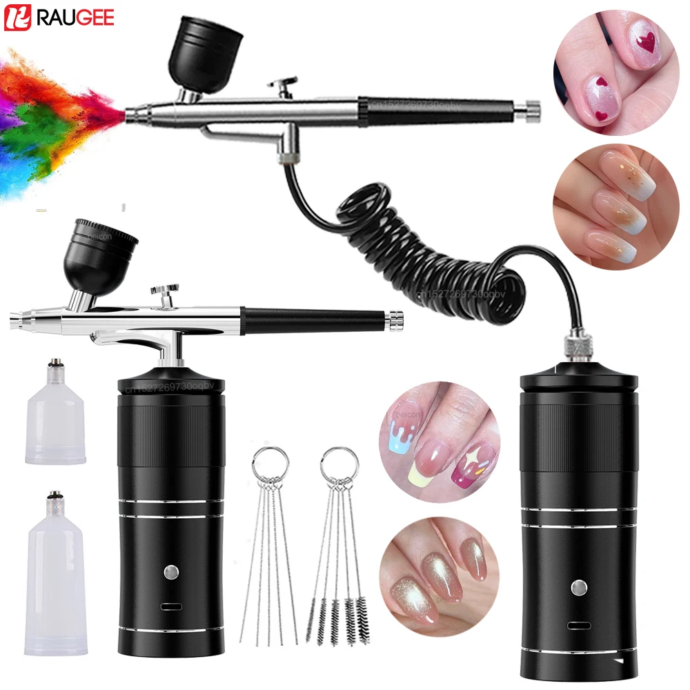 

Аэрограф для ногтей с компрессором Портативный аэрограф для дизайна ногтей с компрессором для ногтей Картина торта Набор аэрографов для ногтей Спрей для ногтей