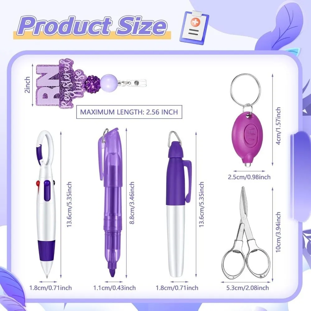 Nuevo paquete de bolígrafos retráctil para enfermera, llavero con cordón portátil, conjunto de insignias para enfermera, carretes de insignia de identificación duraderos, Clip para insignia de enfermera, regalo