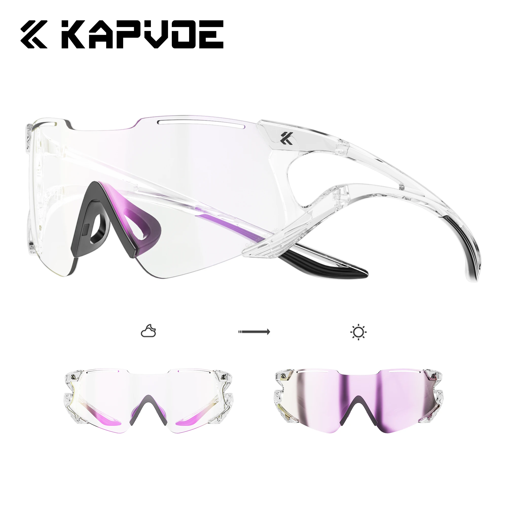 KAPVOE Photochromic Cycling Glasses Outdoor Sports Glasses Cycling Sunglasses UV400 Eyewear MTB Road Men Goggles Bicycle Women