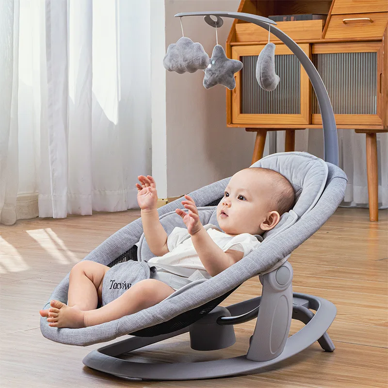 Baby Electric Rocking Chairs, Soothing Chair Can Lie Down or Sit Baby Swing Electric 180° Rotating Seat, Multi Speed Baby Rocker