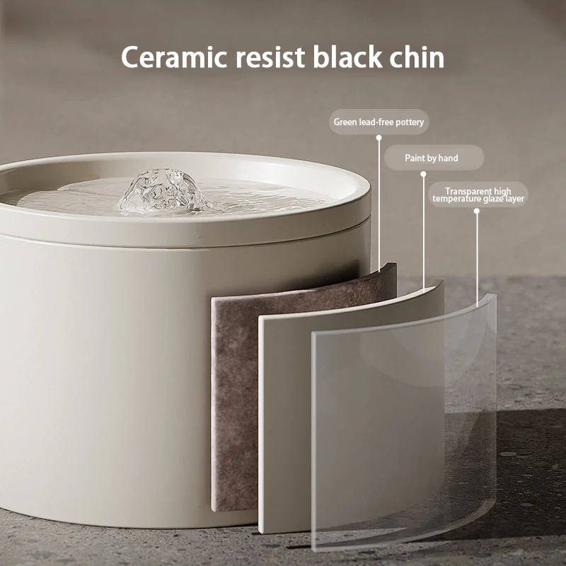 1L Electric Ceramic Water Fountain for Cats and Dogs, Automatic Cat Water Dispenser, Pet Bowl