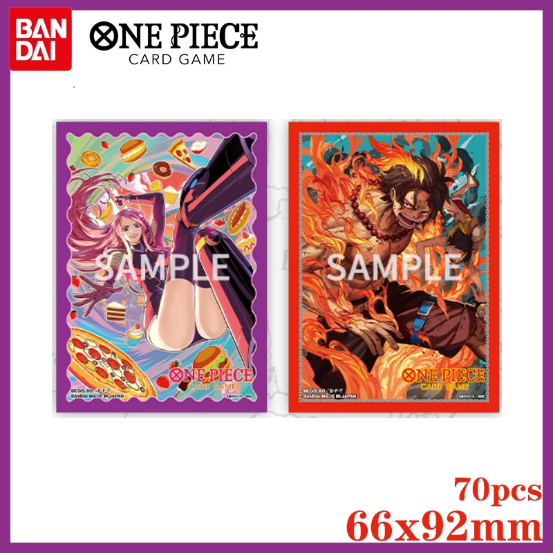 Fundas Oficiales para Tarjetas de One Piece de Bandai, Set de 70 Piezas, Vol.5, Edición Limitada Bonney & Ace, Protector de Tarjetas de Anime, Juguetes Coleccionables para Niños