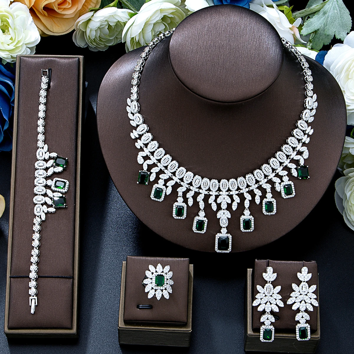 قلادة عصرية، مجوهرات رائعة، مجموعة من أربع قطع، تصميم مبتكر، الخيار الأفضل لإكسسوارات الحفلات #1