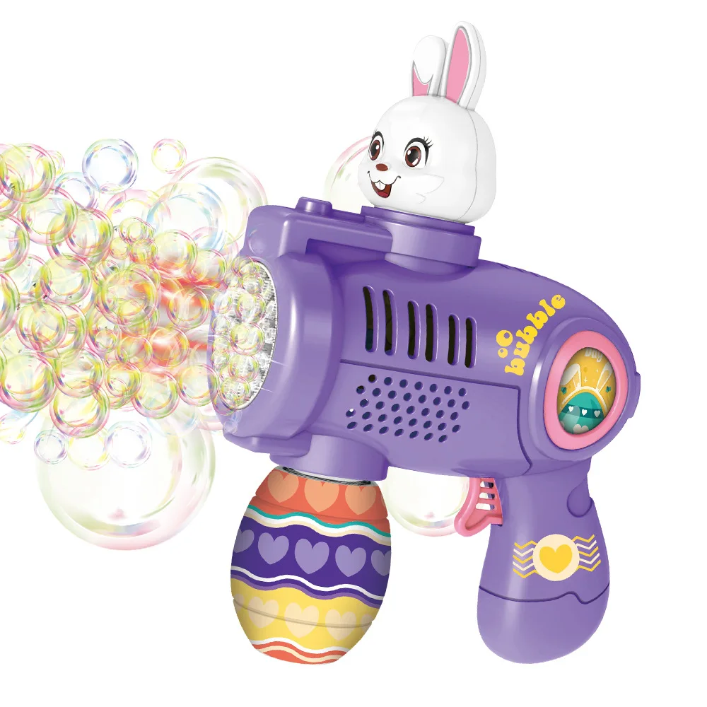 Easter bunny bubble machine motorized automatic bubble gun with lights toy easter egg holiday