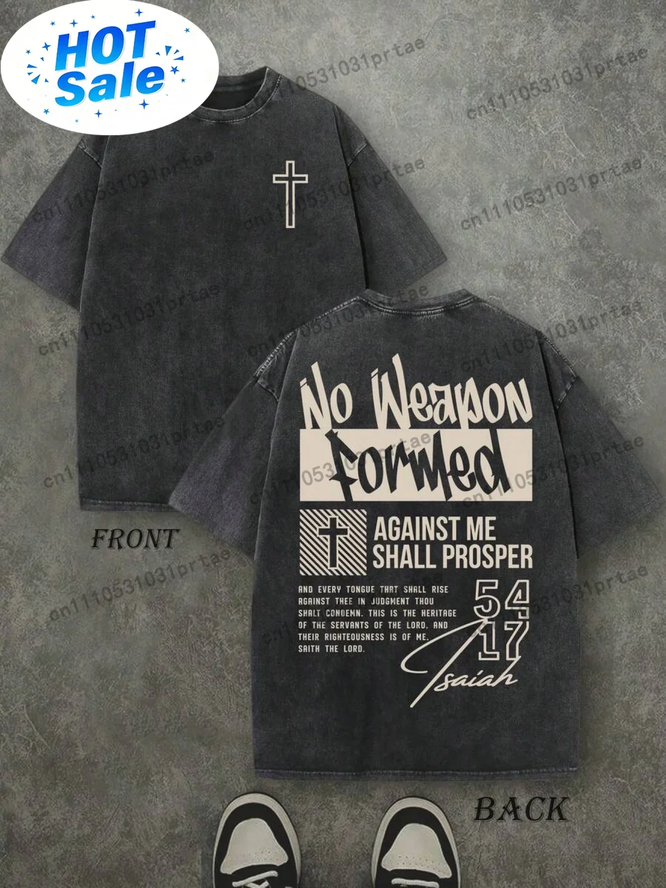 Men'S Christian Faith T-Shirt Featuring The Scripture 'Whoever Attacks Me Shall Not Prevail' Along with a Cross Design Red