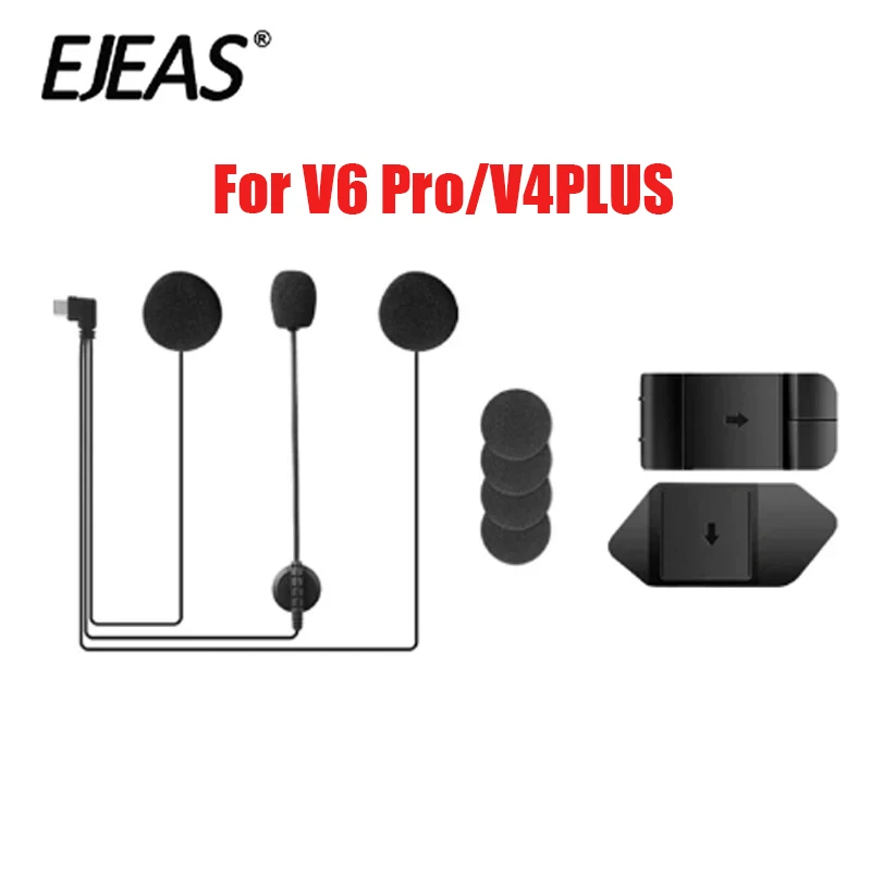 Ejeas V6 Pro + /V4 PLUS อินเตอร์คอมรถจักรยานยนต์ interphonevnetphone อินเตอร์คอมอุปกรณ์เสริมประเภท C เสียบหูฟังชุดสเตอริโอและคลิป