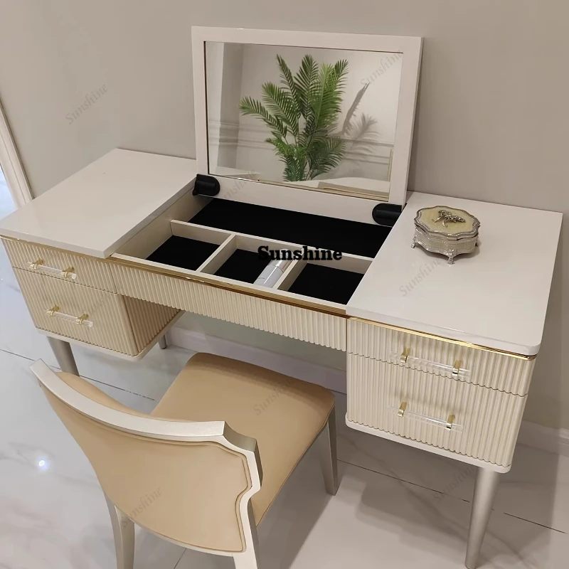 

American light luxury dresser, modern minimalist multi-drawer storage solid wood, white, customized