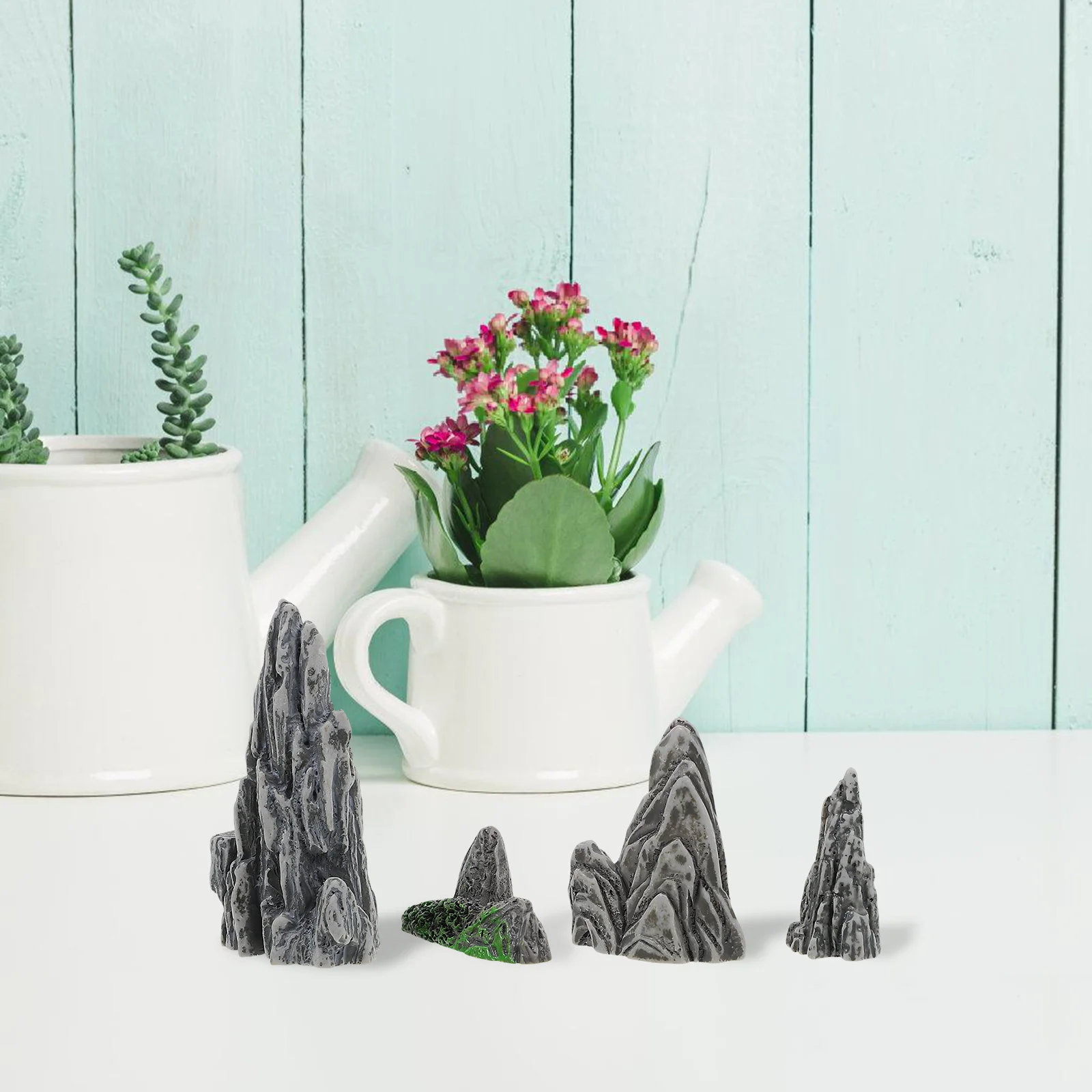 

4pcs Mini Decor Simulation Rockery Ornament Garden Outdoor Fish Tank Decoration Miniature Garden Accessories Micro Landscape