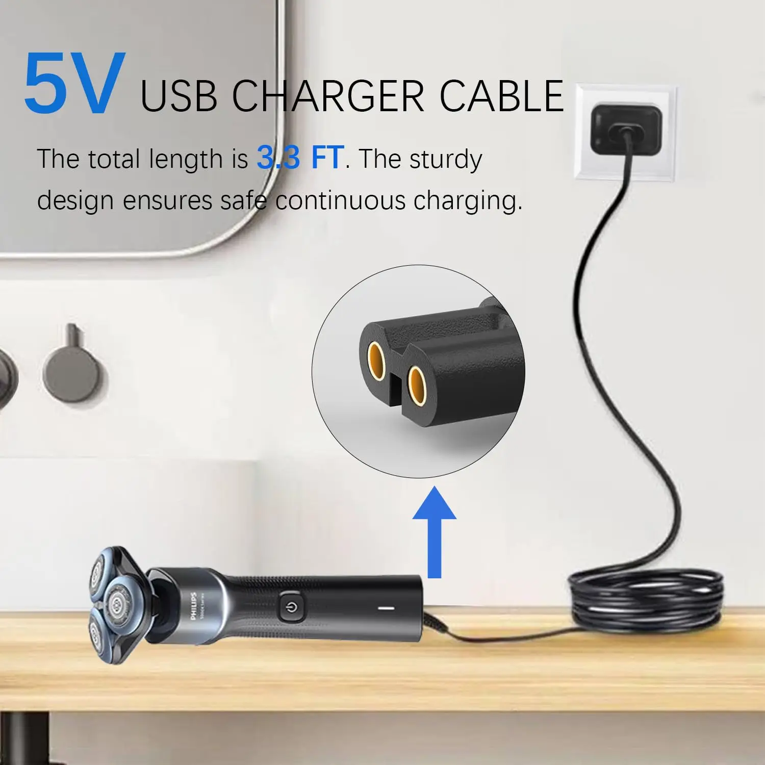 Universal 5V USB Charger Cable Replacement for Philipps Norelco Shaver Beard Nose Ear Trimmer Pet Hair Clipper Charging Cord image 2