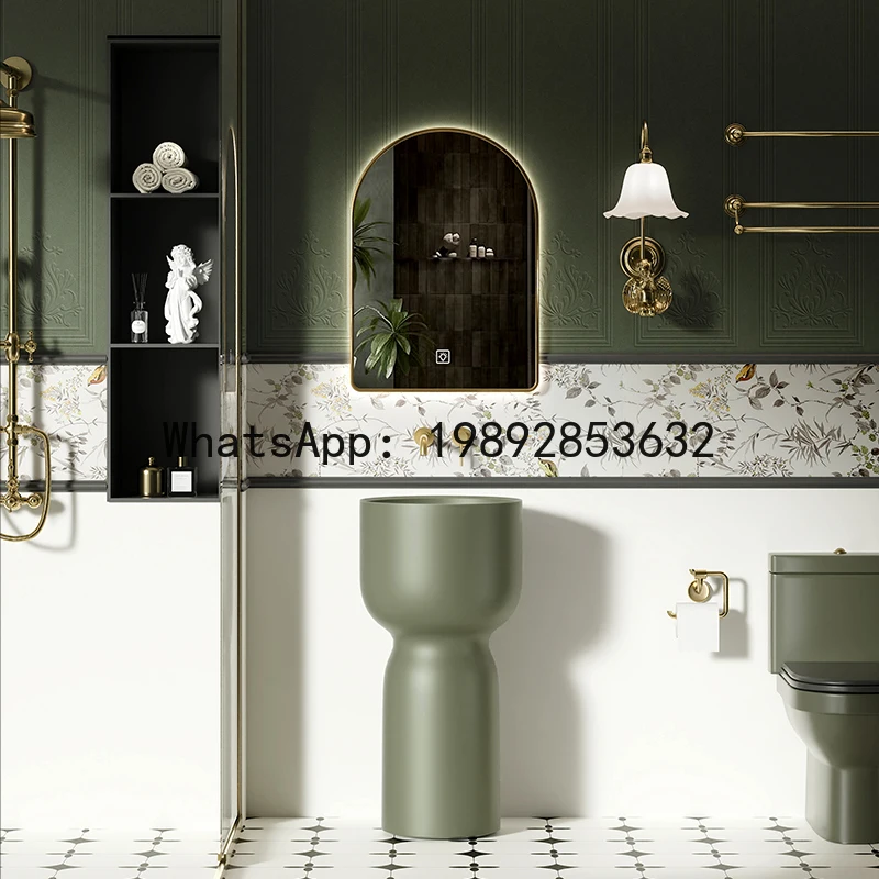 YFY No Faucet Hole Wash Basin French Style Wash Basin Vintage Green Wash Basin for Home Hotel Villa Bathroom