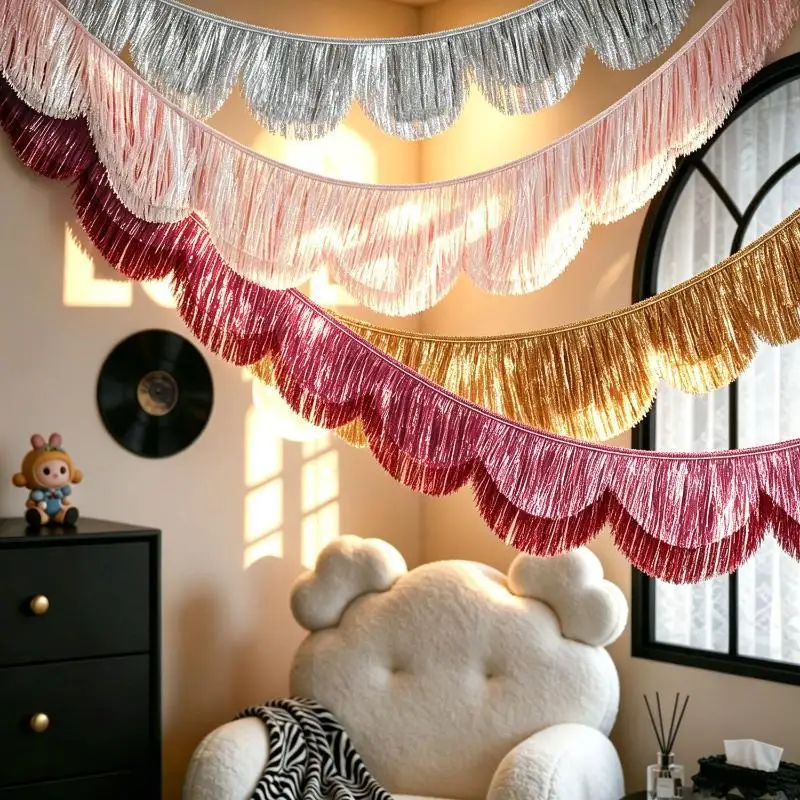 Multicolor Drizzle Garland Encryption Metallic Foil Fringe Thickening Background Ornament Tassel String Party Supplies