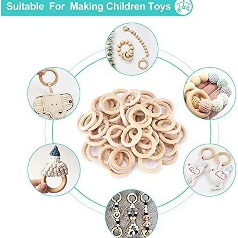 Circular Natural Wood Ring Solid Wooden Home Decoration DIY Crafts Wooden Ring Children\'s Toy Party Connector Hanging Decoration