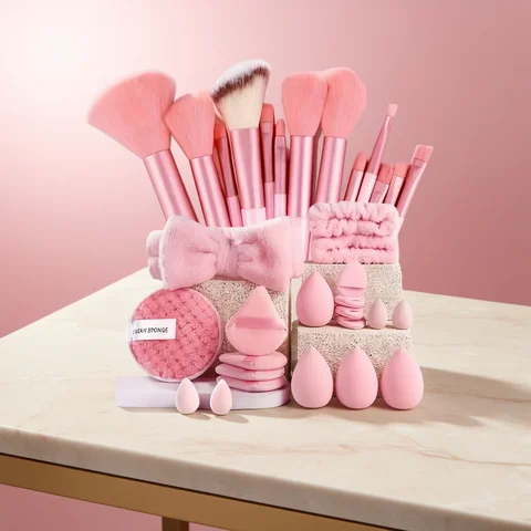 13/33pcs Professional Makeup Brush Set with Accessories for Combination Skin- Featuring Soft Brushes，Suitable for Beginners