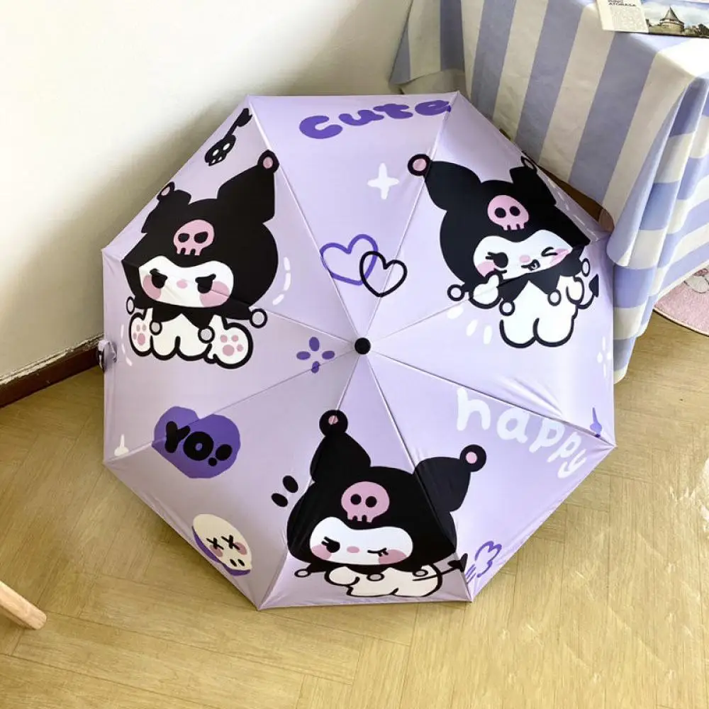 

Kawaii Sanrio Kuromi Cartoon Umbrella with Uv Protection for One To Two People Women's Rain and Sunny Umbrella with Black Glue