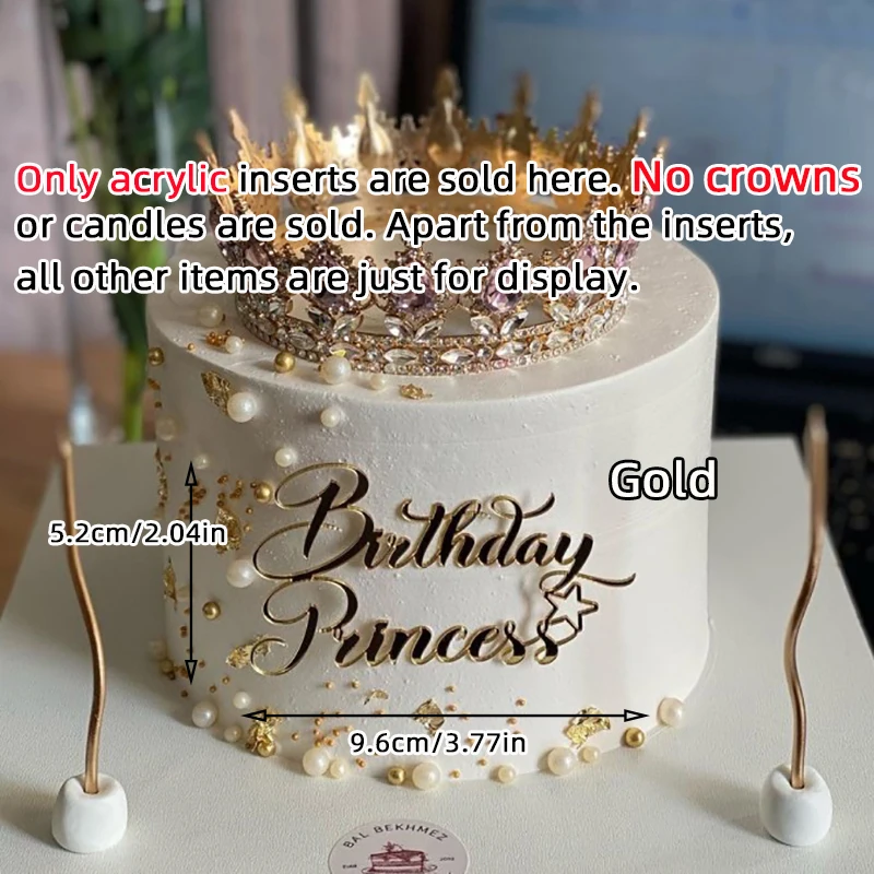 Prinzessinnen- und Königinnen-Thema Acryl Cake Topper für Mädchen Sweet 16 Mitzvah Babyparty Geburtstagstorten-Deko Party-Feier-Zubehör – Detail 3