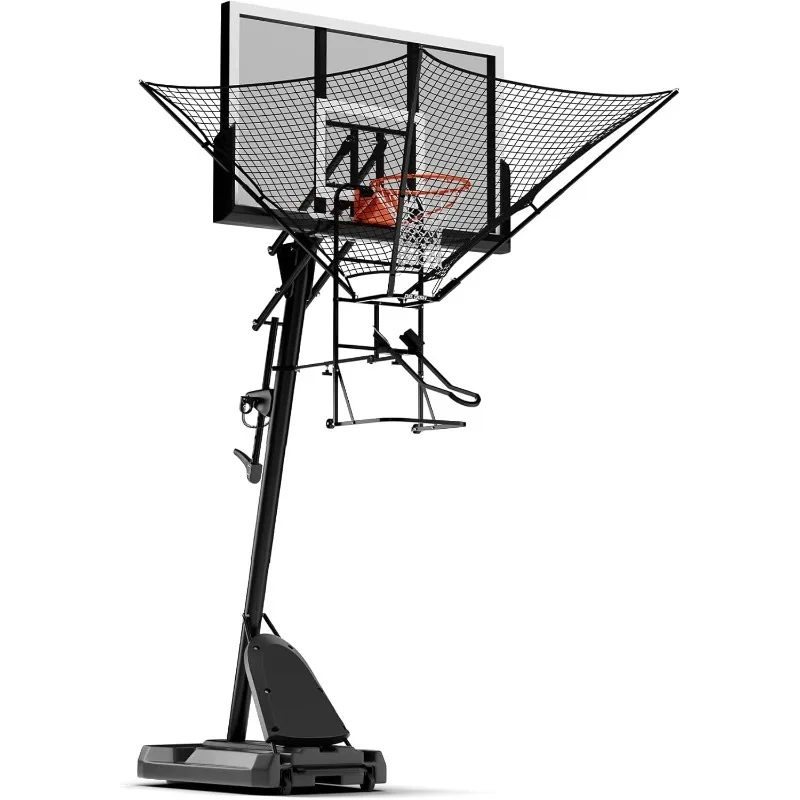 iC3 Basketball Rebounder Net Return System Portable Shot Trainer for Traditional Pole and Wall Mounted Hoops with Rotating