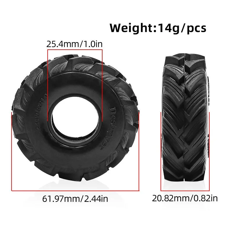 ยางเม็ดหยาบ 1.0 นิ้ว 61x21 มม. อะไหล่รถบรรทุก Rc Crawler สำหรับ Axial Scx24 FMS Ascent-18