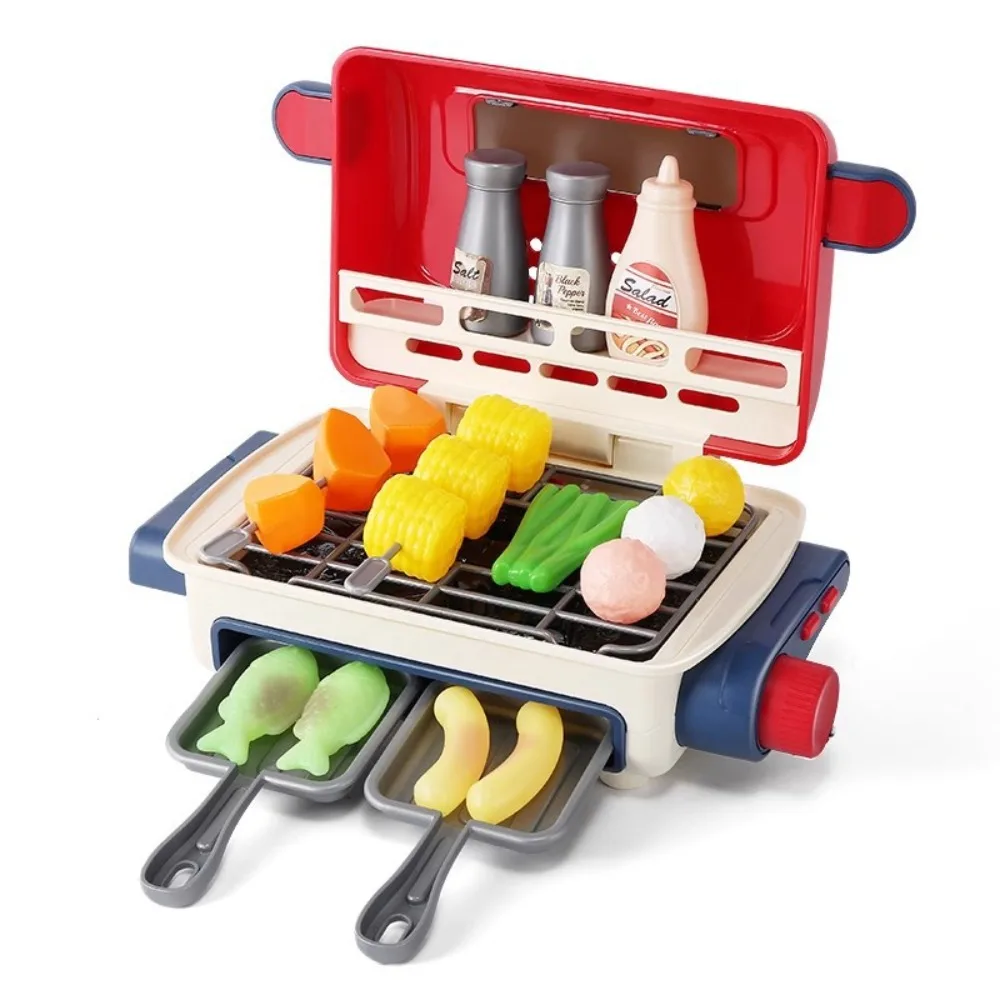 

34pcs/set LED Simulated Barbecue Set Spray Lights and Music Kids Pretend Cooking Toy Exquisite Cognitive Kids BBQ Playset