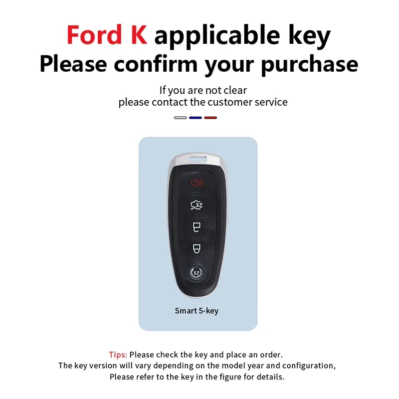 Leather Zinc Alloy Car Key Case Cover For Ford Escape Focus C Max Kuga Edge Explorer Taurus Keyring Remote Protection