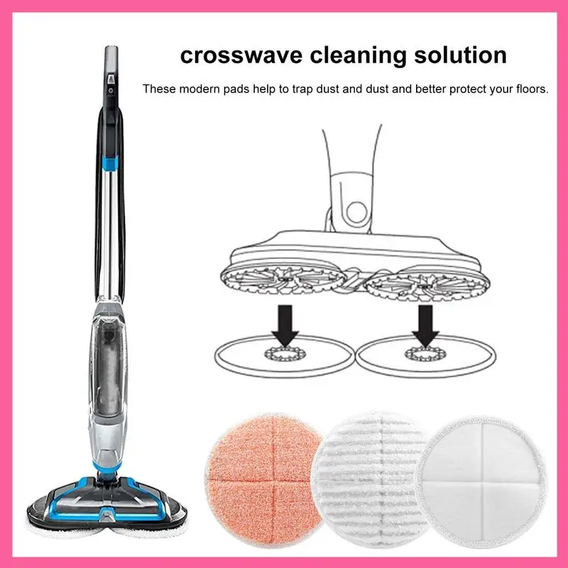 ABNM Steam Mop Pads Replacement Set For Bissell Spinwave 2039A 2124: 4 Heavy Scrub Pads, 2 Soft Pads, 2 Scrubby