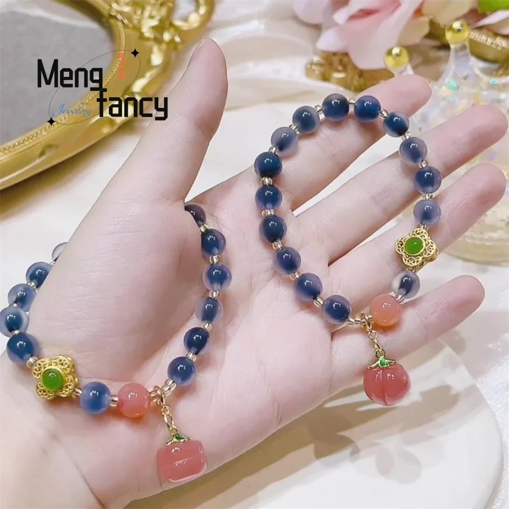 

Natural Sweet Heart Agate Bracelet Female Salt Source Agate Peach Persimmon Pendant Exquisite Elegant Luxury Fashion Jewelry