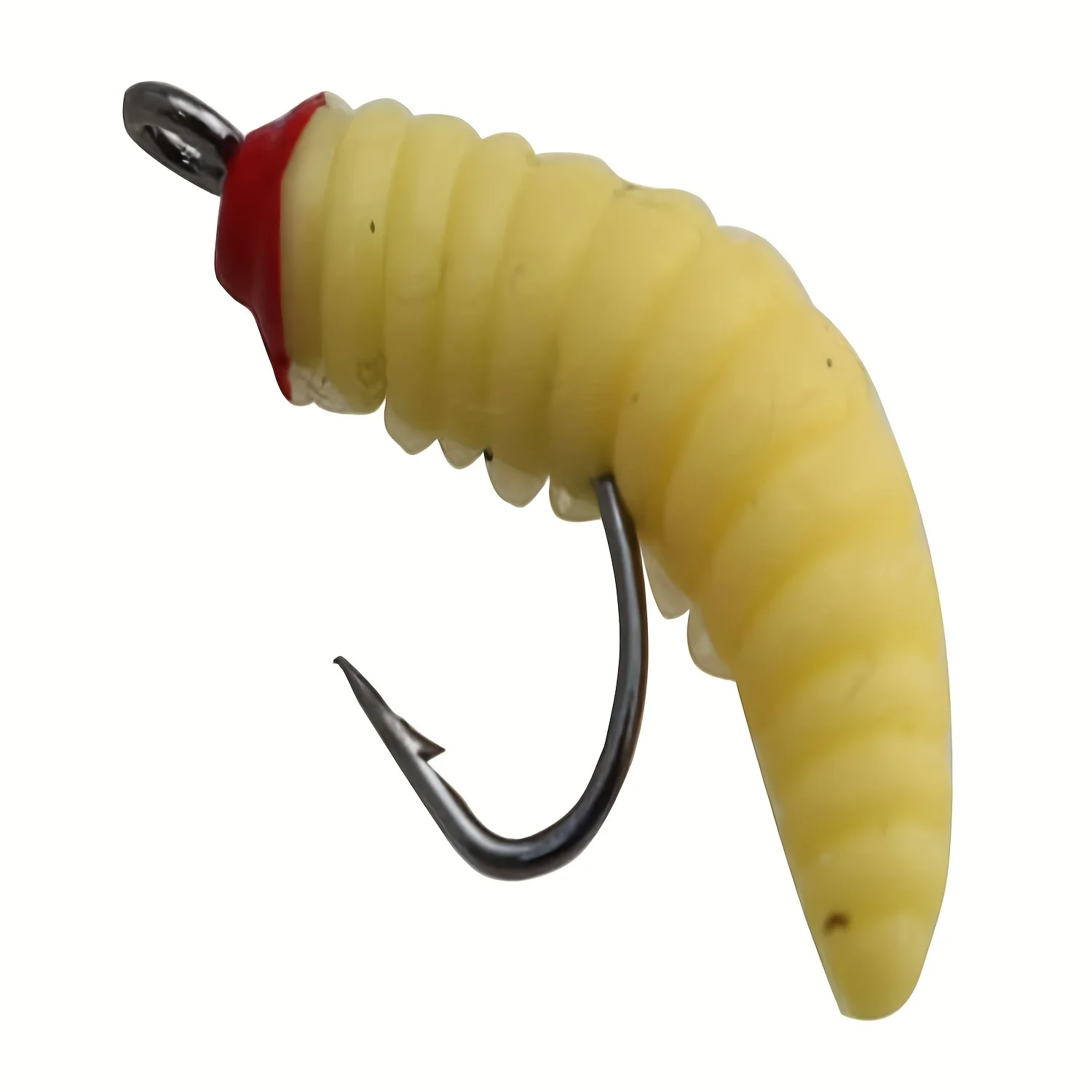 10pcs Soft Maggot Baits with hook Fake Bread Worms for Fishing Lures for Artificial Wax Worms Gross Plastic Worms for Freshwater