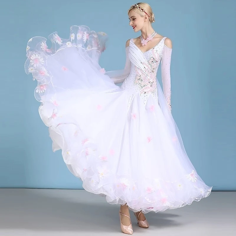 

Платье для современного танца Платье для выступлений S7047 Платье для национальных стандартных танцев Платье для выступлений с шипами и бриллиантами