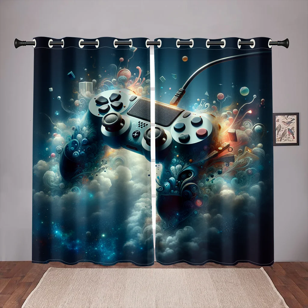 Children's Room Decor Game Handle Curtains Kids Like Cool Electronic Controller Curtains Living Room Bedroom Study Decor